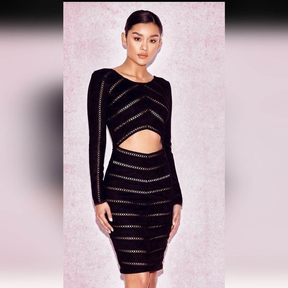 House Of London Black Cutout Knit Skirt Size S